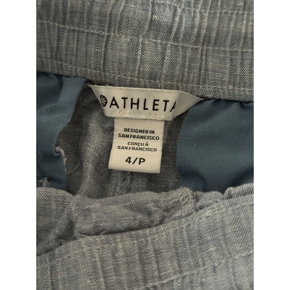 Athleta Cabo Joggers Women’s 4P Chambray Blue Pull-On Pants 100% Linen - Picture 5 of 13